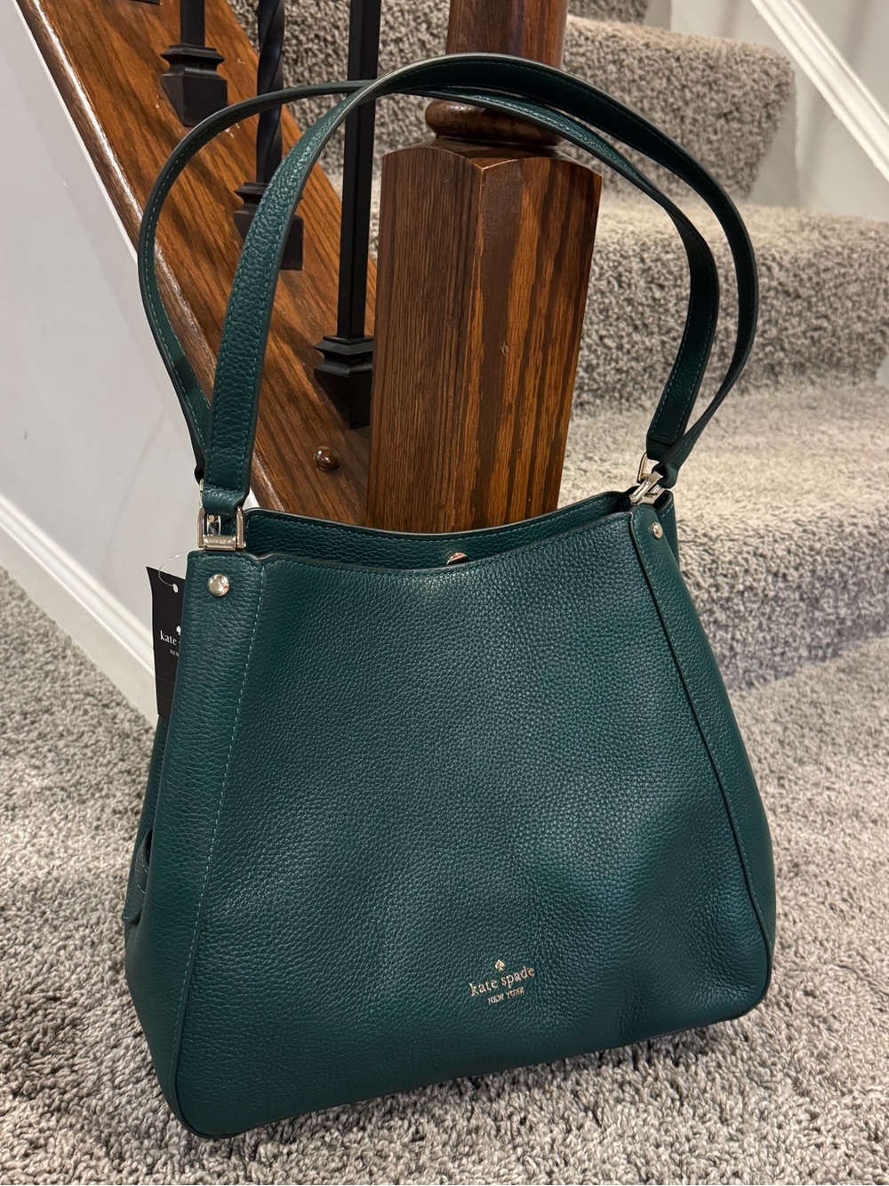 NWT Kate Spade Deep Jade Leila Leather Shoulder Bag purse - Picture 4 of 10